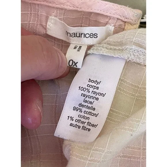 Maurices Pastel / Cream Crochet Neckline Pleated Textured Sleeveless Tank Top - Picture 10 of 10